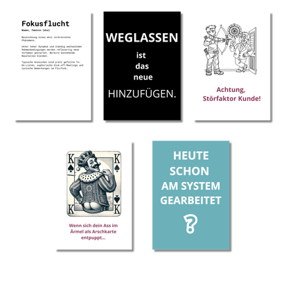 10 SYSTEMKLUG® Postkarten - Überraschungspaket