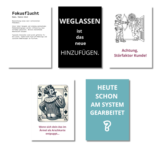 10 SYSTEMKLUG® Postkarten - Überraschungspaket